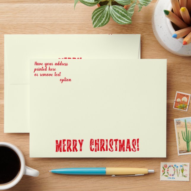 Red Sparkly Merry Christmas  Envelope (Desk)