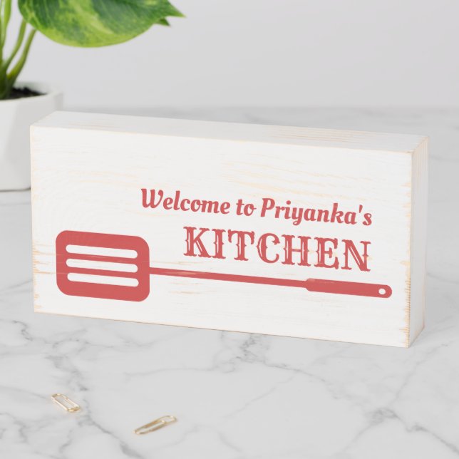 Red Spatula Kitchen  Wooden Box Sign (In Situ Horizontal)