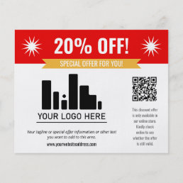 Red Special Offer Discount Your Logo &amp; QR Code Flyer