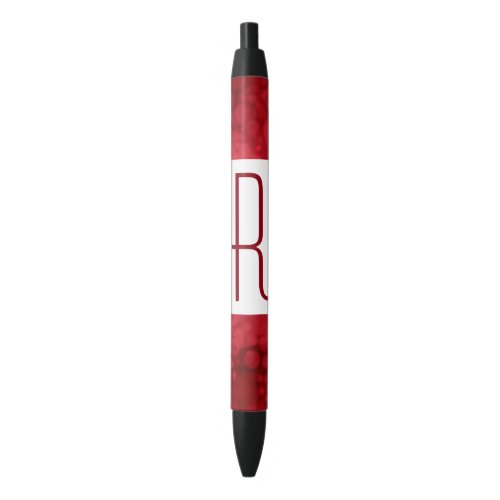 Red Speckled Monogram Black Ink Pen