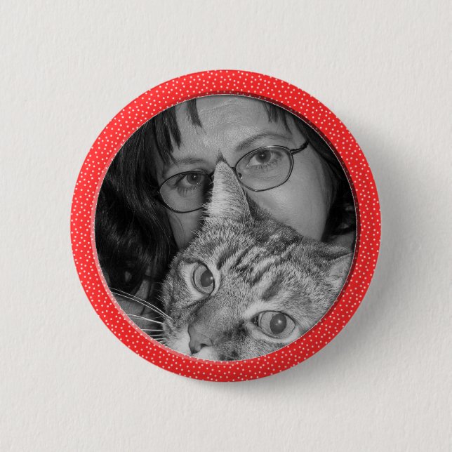 red speckles frame pinback button (Front)