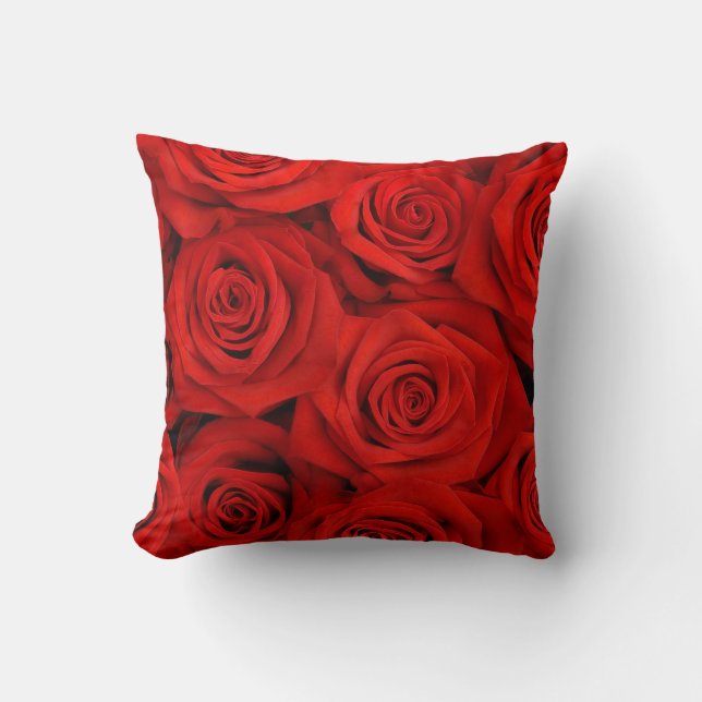 Red Spectacular Roses Throw Pillow (Front)