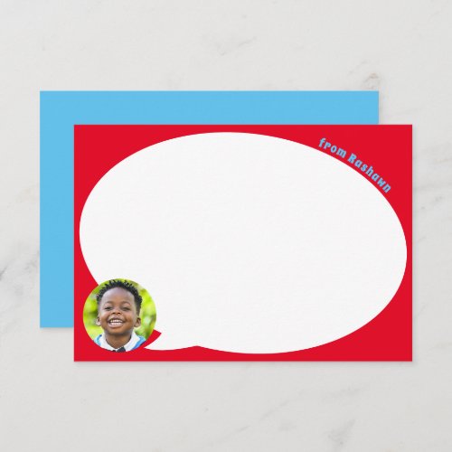 Red Speech Bubble and Photo Thank You Card