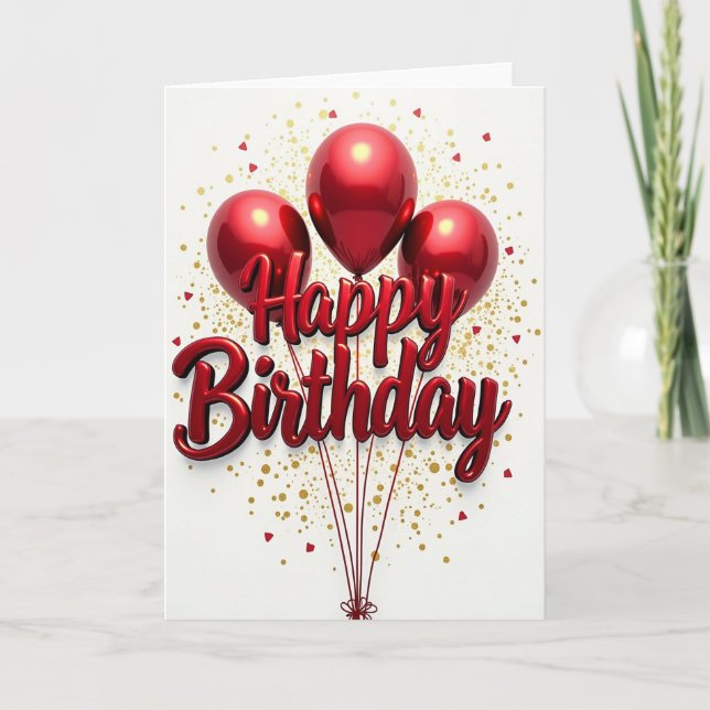 Red Sphere Birthday Card (Front)