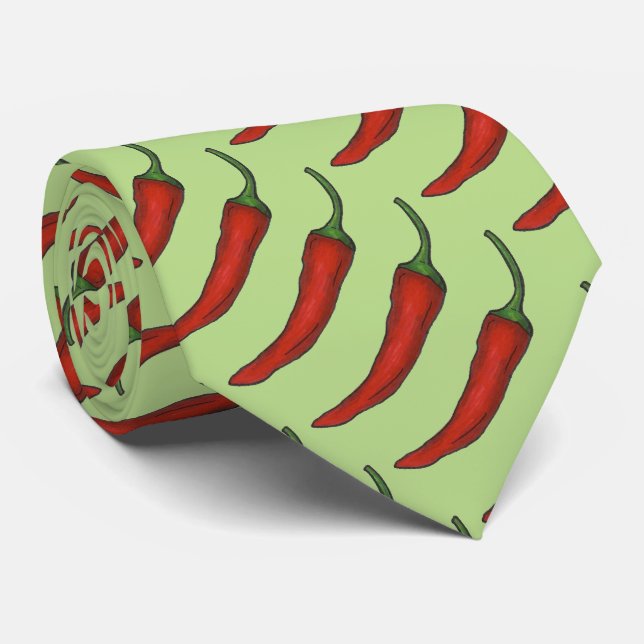 Red Spicy Hot Chili Chile Pepper Vegetable Veggie Tie (Rolled)
