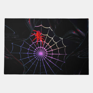 Red Spider In A Glowing Web Doormat
