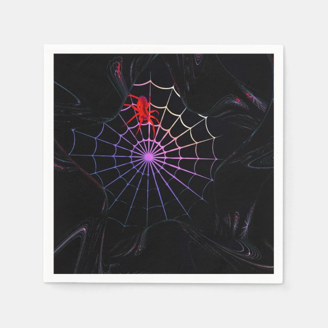Red Spider In A Glowing Web Napkins (Front)