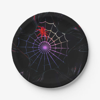 Red Spider In A Glowing Web Paper Plates