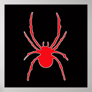 Red Spider on Black Poster