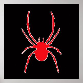 Red Spider on Black Poster