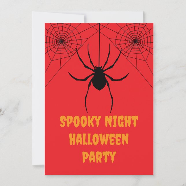 Red Spider Spooky Halloween Party Invitation (Front)
