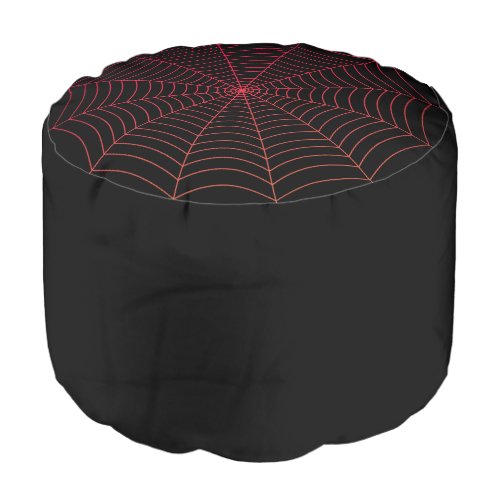 Red spider web gothic cool Halloween black Pouf