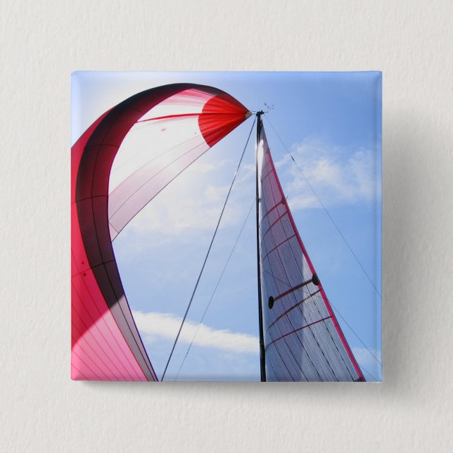 Red Spinnaker With Sun Pinback Button (Front)