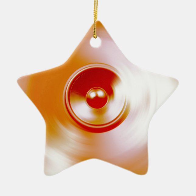 Red spinning music speaker ceramic ornament (Front)