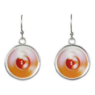 Red spinning music speaker earrings