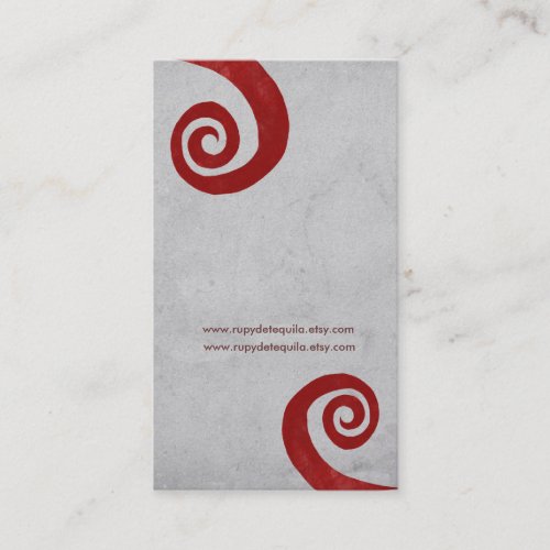 Red spiral distressed handmade business card