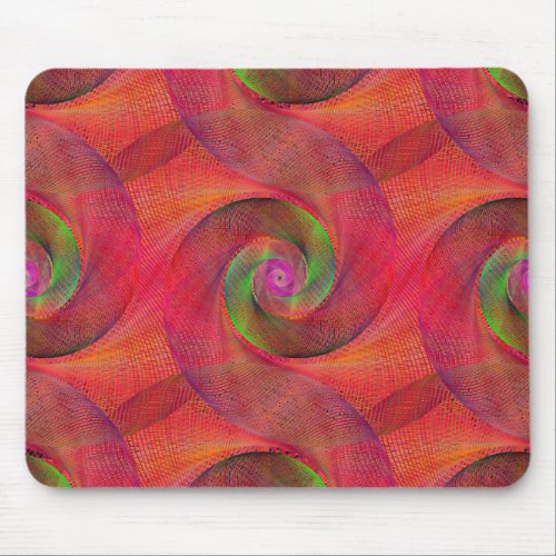 red spiral pattern mouse mats