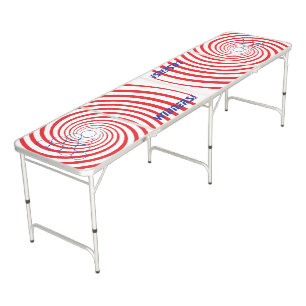 Red spiral winner and loser beer pong table