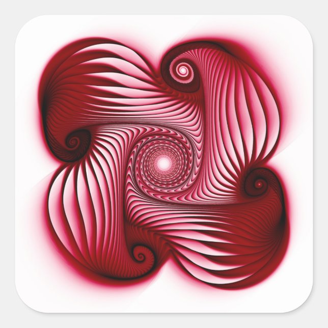 Red spirals shape square sticker (Front)
