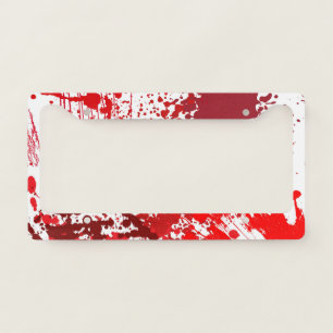 Red Splatter Fun License Plate Frame