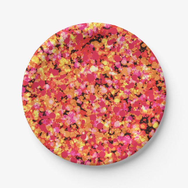 Red Splattered Paint  Paper Plates (Front)