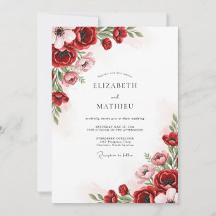 Red Splendid Spring Wedding Invitation
