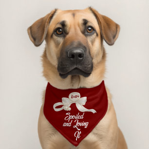 Red Spoiled Dog Gift for Dog Mom Cute Pet Bandana Collar