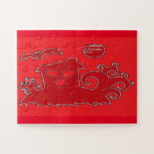 Red spooky house jigsaw puzzle