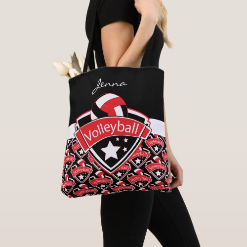 Red Sport Volleyball  DIY Text Tote Bag