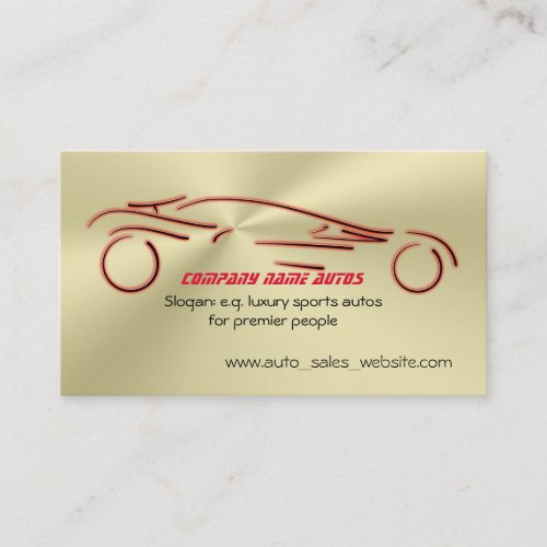 Red Sports Auto on flaring gold_look Auto sales Business Card