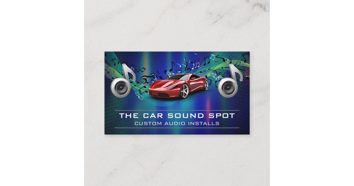 Red Sports Car | Audio Music Notes Business Card | Zazzle