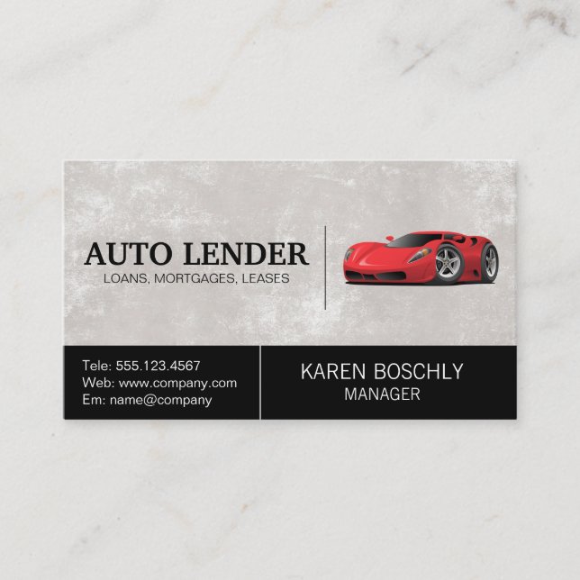 Red Sports Car | Auto Industry Business Card (Front)