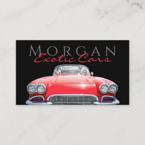 Red Sports Car Contact Info QR code Black Business Card