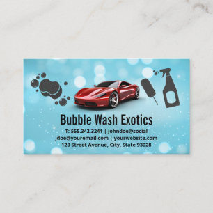 Red Sports Car Exotics Car Wash Tools Business Card