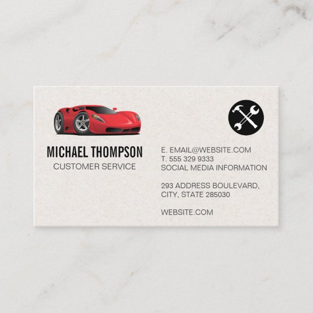 Red Sports Car | Hardware Tools Business Card (Front)