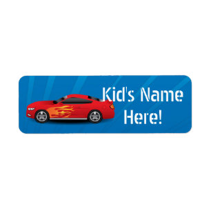 Red Sports Car Kids Boys School Classroom Sticker