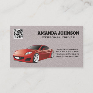 Red Sports Car Leather QR Code Business Card