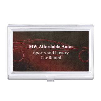 Red Sports Car, Luxury Auto Rentals, leather-look Business Card Case