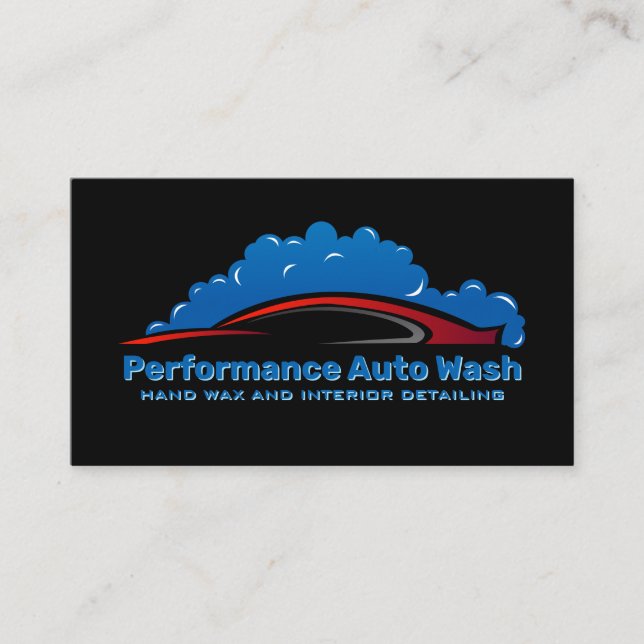 Red Sports Car Soap Bubbles | Car Wash Business Card (Front)