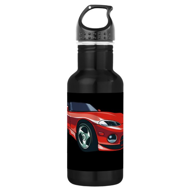 Red Sports Car Stainless Steel Water Bottle (Front)