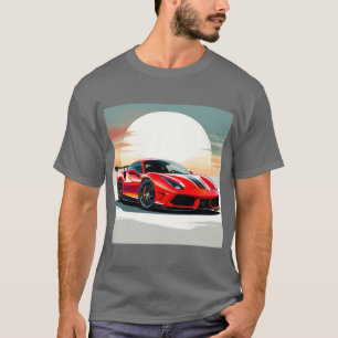 🏎️ Red Sports Car Sunset Speed Motion Art T-Shirt