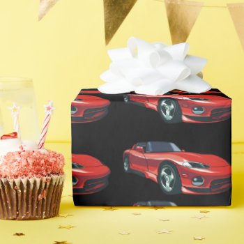 Red Sports Car Wrapping Paper by PawsitiveDesigns at Zazzle
