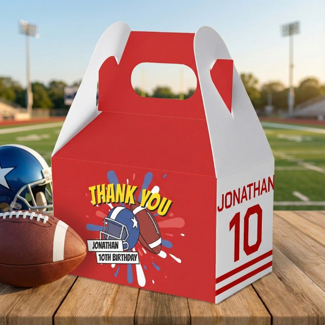 Red Sports Football NFL Thank You Birthday Party Favor Boxes (Creator Uploaded)