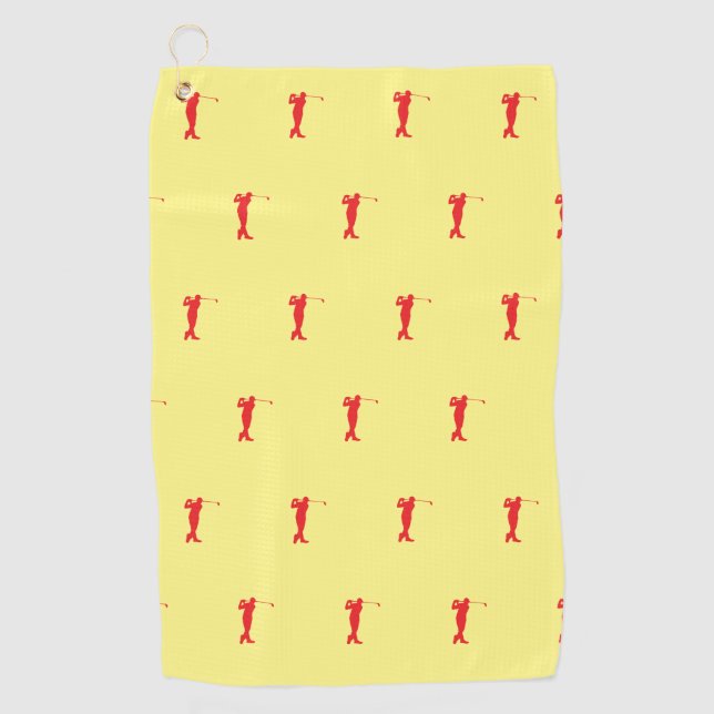 Red Sports Golfer Silhouette Golf Towel (Front)