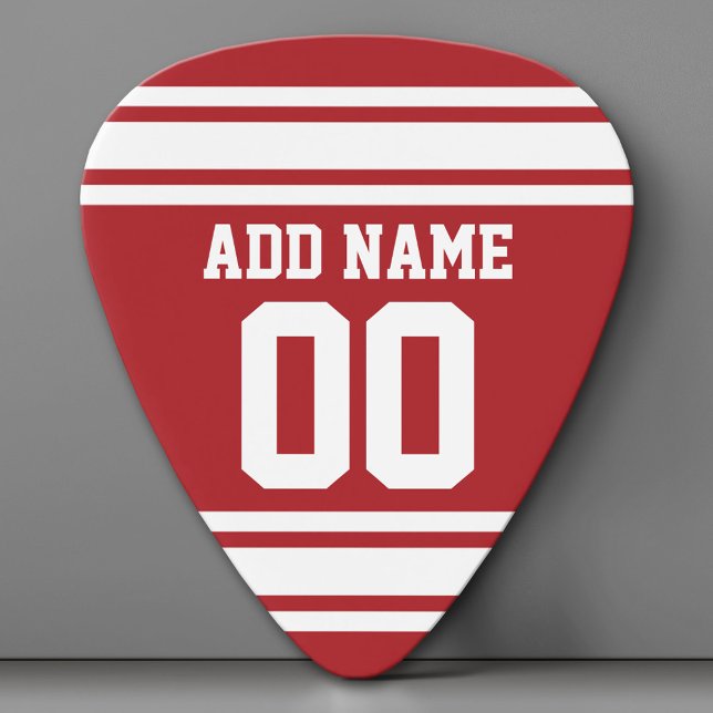 Red Sports Jersey with Your Name and Number Guitar Pick (Custom Guitar Pick)