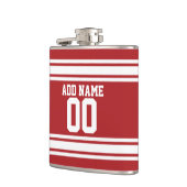Red Sports Jersey with Your Name and Number Hip Flask (Left)