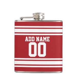 Red Sports Jersey with Your Name and Number Hip Flask