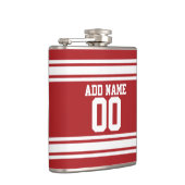 Red Sports Jersey with Your Name and Number Hip Flask (Right)