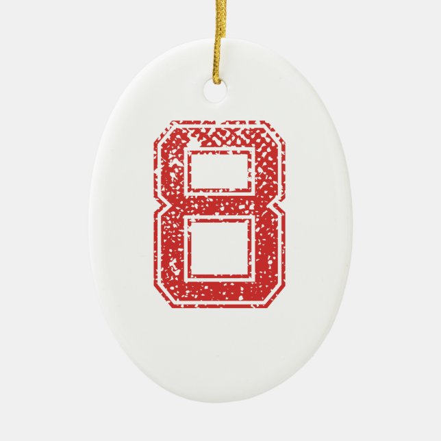 Red Sports Jerzee Number 8 Ceramic Ornament (Front)