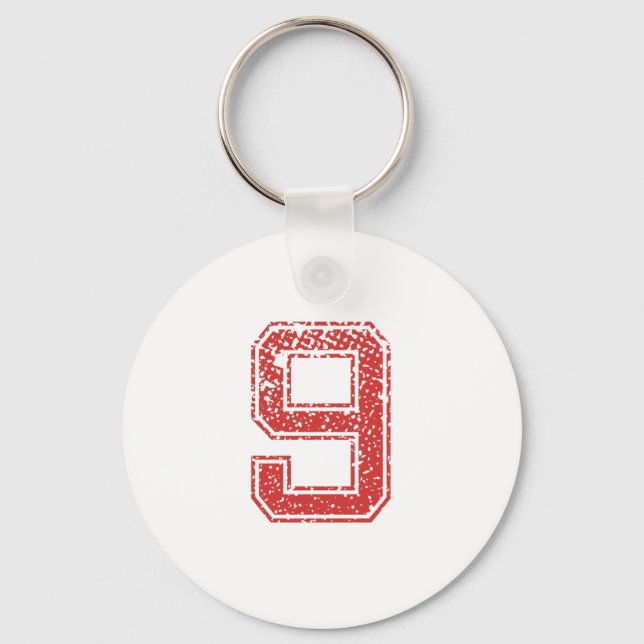 Red Sports Jerzee Number 9 Keychain (Front)